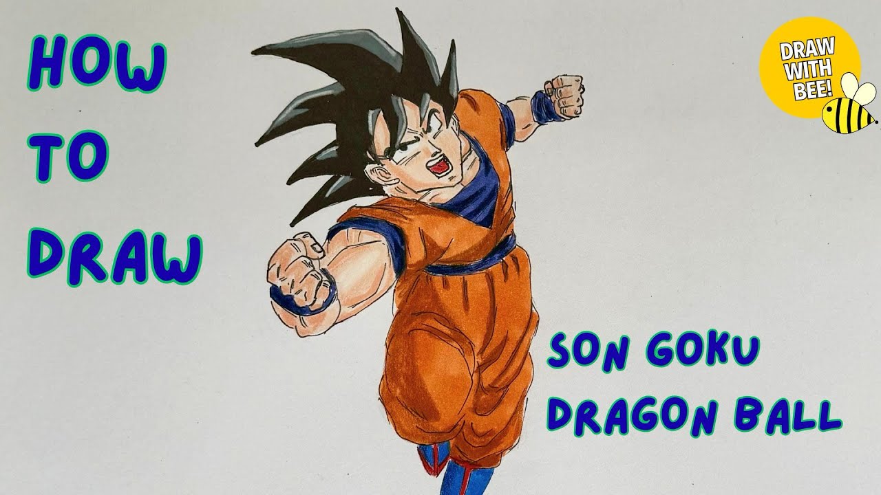 How to draw Son Goku Dragon Ball - Step-by-step @DrawwithBee - YouTube