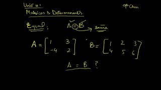 Equal Matrices | 9th Class Math Unit 1