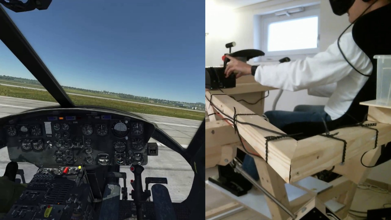 X-Plane 11 Flight Simulator with 6 DOF Platform in Robinson R22