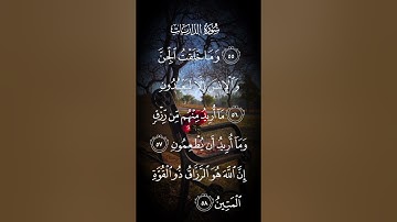 سورة الذاريات وماخلقت الجن والإنس إلا ليعبدون مااريد منهم من رزق وماأريد ان يطعمون الاية ٥٦ إلى ٥٨