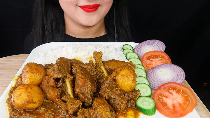 ASMR EATING SPICY CHICKEN CURRY  WITH RICE(MUKBANG EATING SHOW)