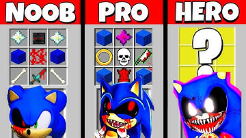 Minecraft Battle: NOOB vs PRO vs HEROBRINE: SONIC EXE MUTANT CRAFTING CHALLENGE / Animation
