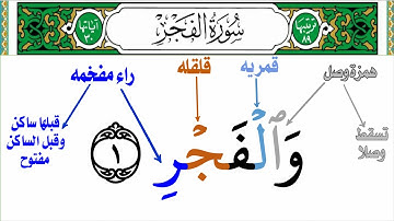 أستخراج أحكام التجويد من سورة الفجر من جزء عم من ( والفجر)إلى(وثمود الذين جابوا الصخر بالواد)