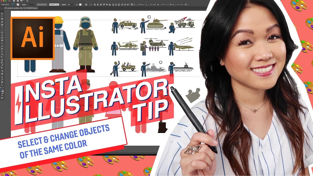 INSTA-ILLUSTRATOR TIP: SELECT & CHANGE OBJECTS OF THE SAME COLOR ⏱🖥