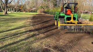 CAN WE LEVEL OUT THIS ROUGH AREA WITH JUST A LANDSCAPE RAKE ON OUR JOHN DEERE?