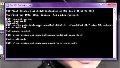Crear tablespace tipo undo en SQL command Line