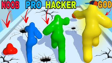 NOOB VS PRO VS HACKER VS GOD in JellyMan Dash 3D:Run Games