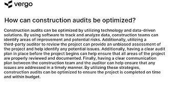 Optimizing Construction Audits