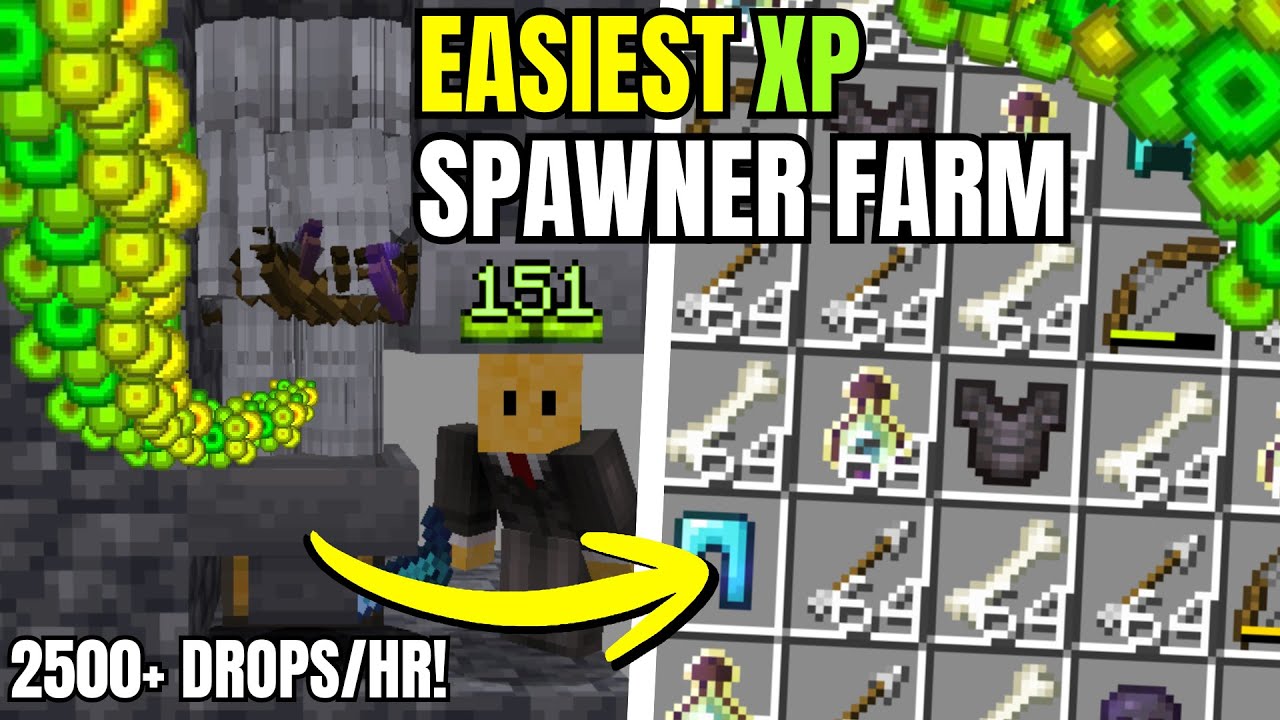 EASIEST Minecraft Mob Spawner XP Farm | 2500+ Drops per Hour | 21.1+ Java / Bedrock