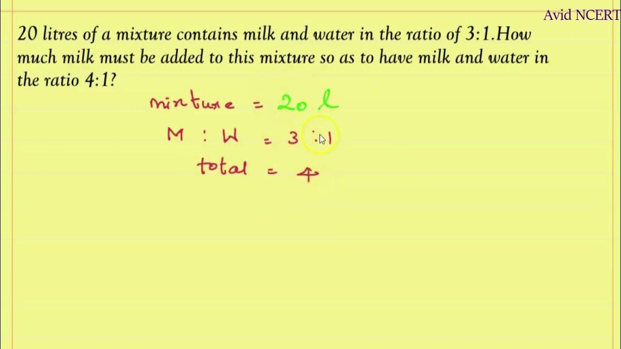 20 litres of a mixture contains milk and water in the ratio - YouTube