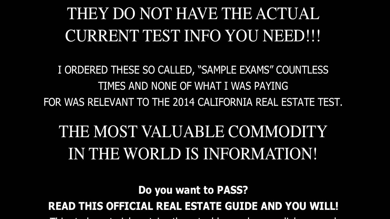 Pass The 2016 California Real Estate Exam!!! YouTube