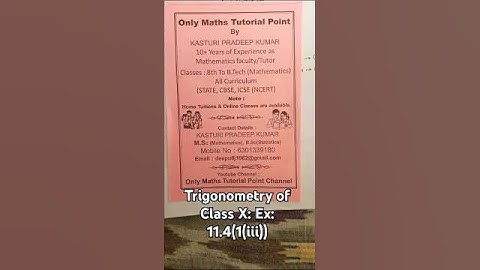 Trigonometry Class X : Exercise (11.4)(1(iii))..#tutorials #education #newpost