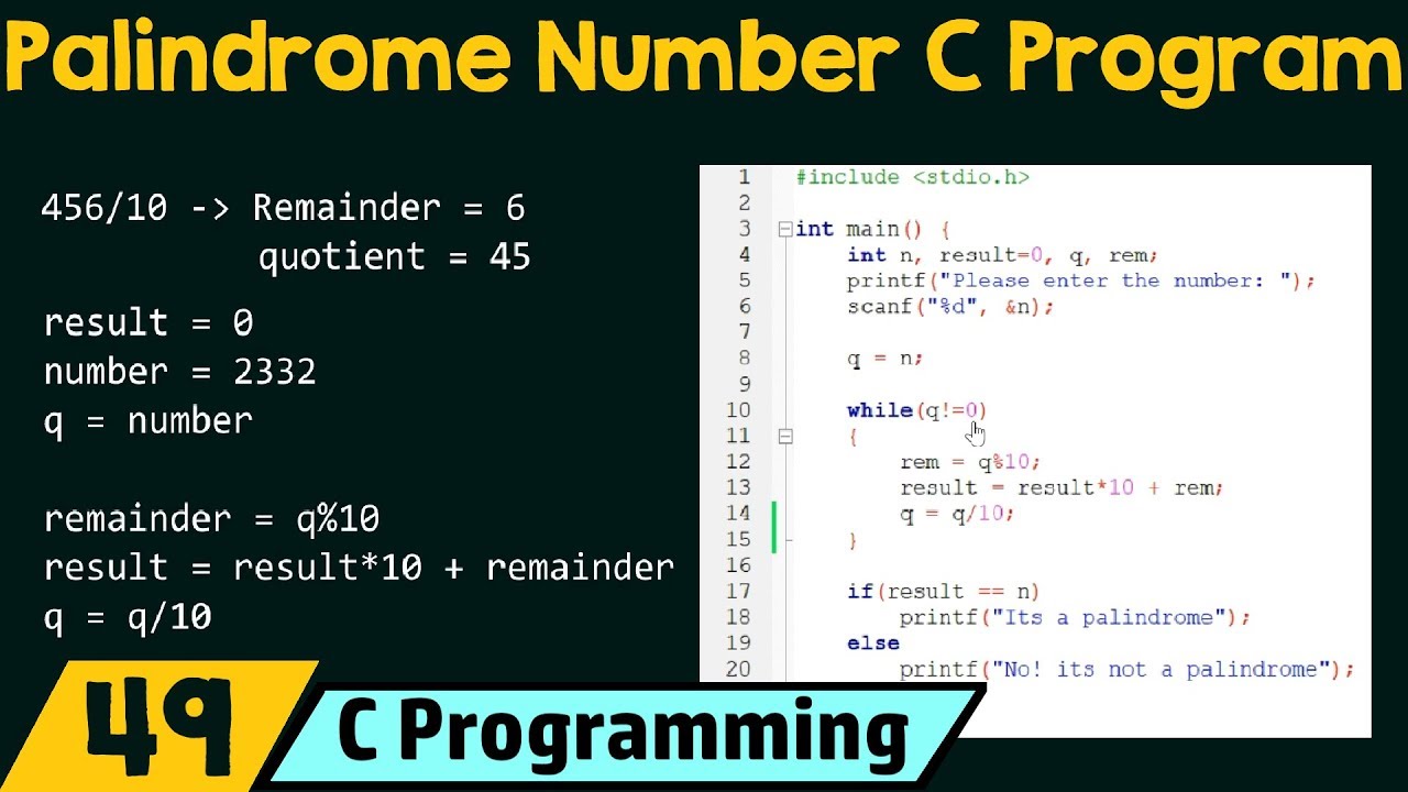 Palindrome Number / Palindrome Definition And Examples / A palindrome