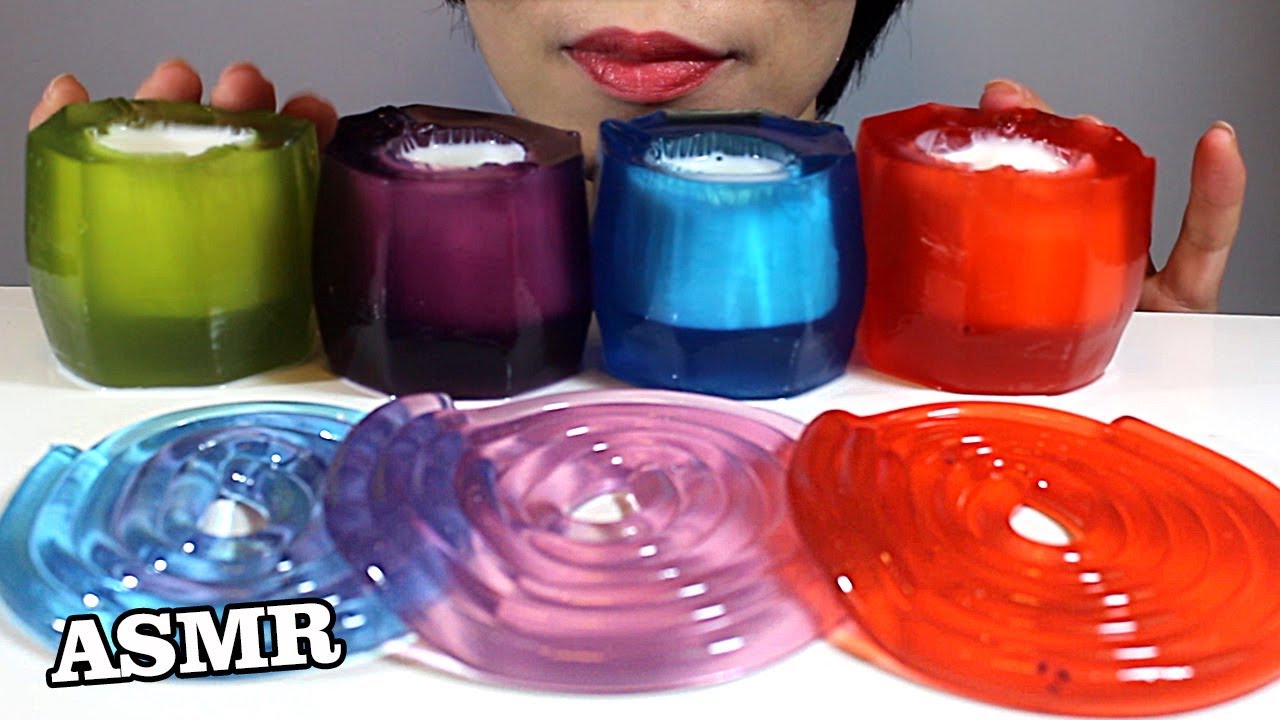 ASMR Eating Jello Shot Glasses NOODLES JELLY No Talking Smile 