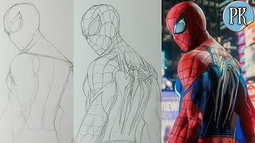 how to draw Spiderman (ps5) //full outline tutorial easy way ||