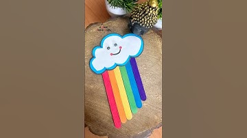 🌦️🌈 DIY Rainbow Ice cream Stick Craft #art #craft #diy #artandcraft #shorts #ytshorts