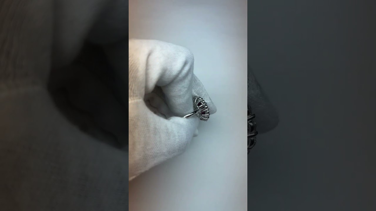 Red Natural Ruby Halo Diamond Wedding Ring