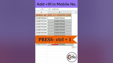 Add +91 Country code in excel🫡📱|New trick|  #shorts #excel #exceltricks #msexcel  #antiquetechlearn