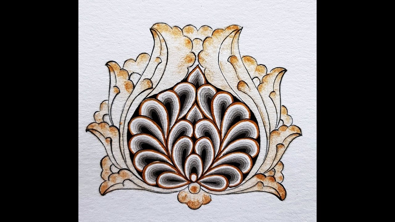 TEZHİP SANATI-Hatai münhani tasarımı boyama-MÜNHANİ NASIL BOYANIR-TEZHİP MUNHANİ SANATI