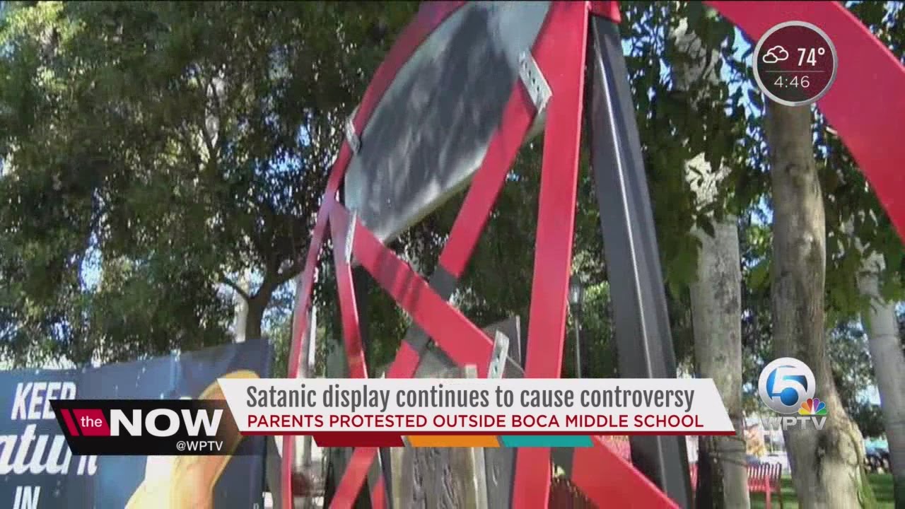 Parents protest outside Boca Raton Middle School over teacher behind Satanic display