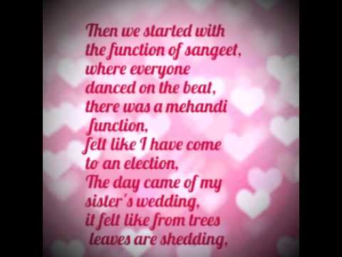 Poem My Sister S Wedding Youtube
