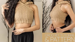 Crochet Sleeveless Cropped Turtleneck Hoodie | Pattern & Tutorial DIY