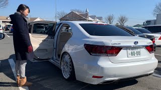 レクサスlsの後席はロングじゃなくても快適 Benさんのlsの後席を体感しました レクサスls600h 白内装 道の駅 花園mt 19 02 03 Youtube
