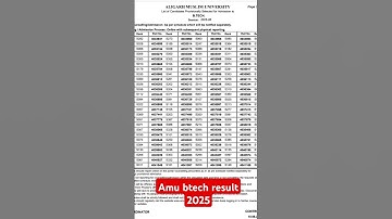 amu btech result 2025 declared # amu # result # selection list# viral#5