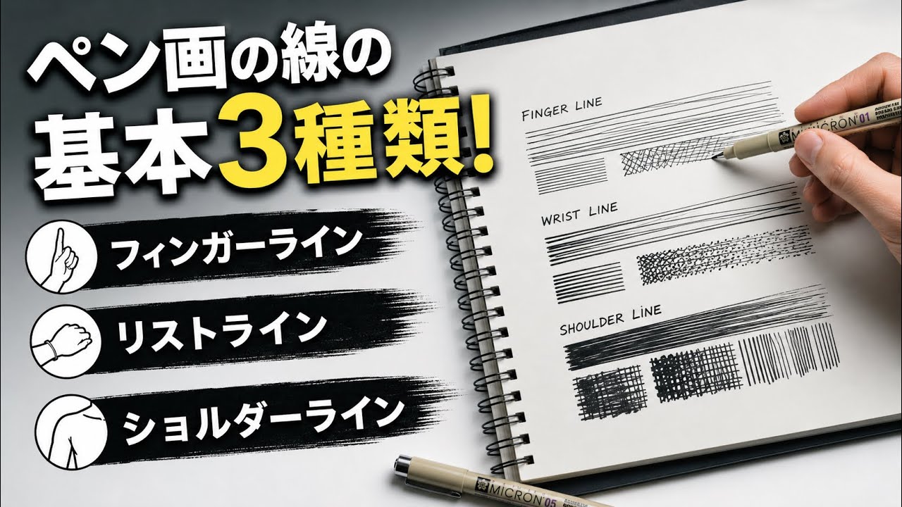 【ペン画】指・手首・肩で変わるペンの線の引き方