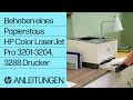 So beheben Sie einen Papierstau | HP Color LaserJet Pro 3201-3204, 3288 Drucker | HP Support