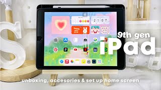 unboxing iPad 9th gen in 2023🍎 aesthetic set up home screen