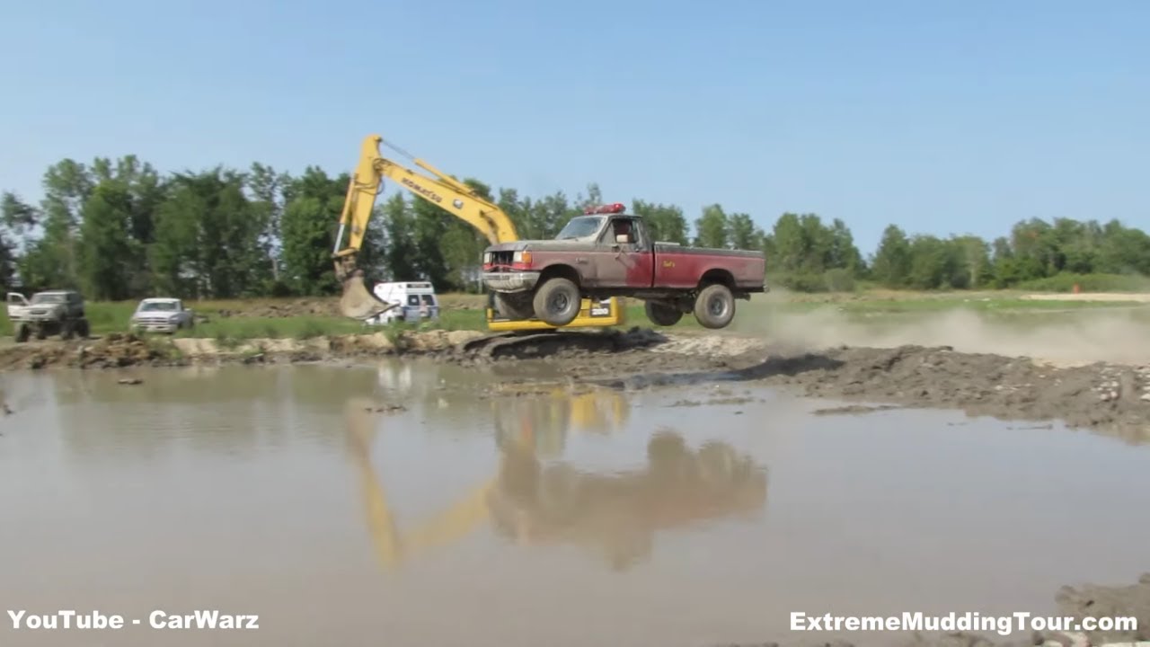 Red Ford Second Dam Jump Competition At Country Compound Mud Bog - YouTube