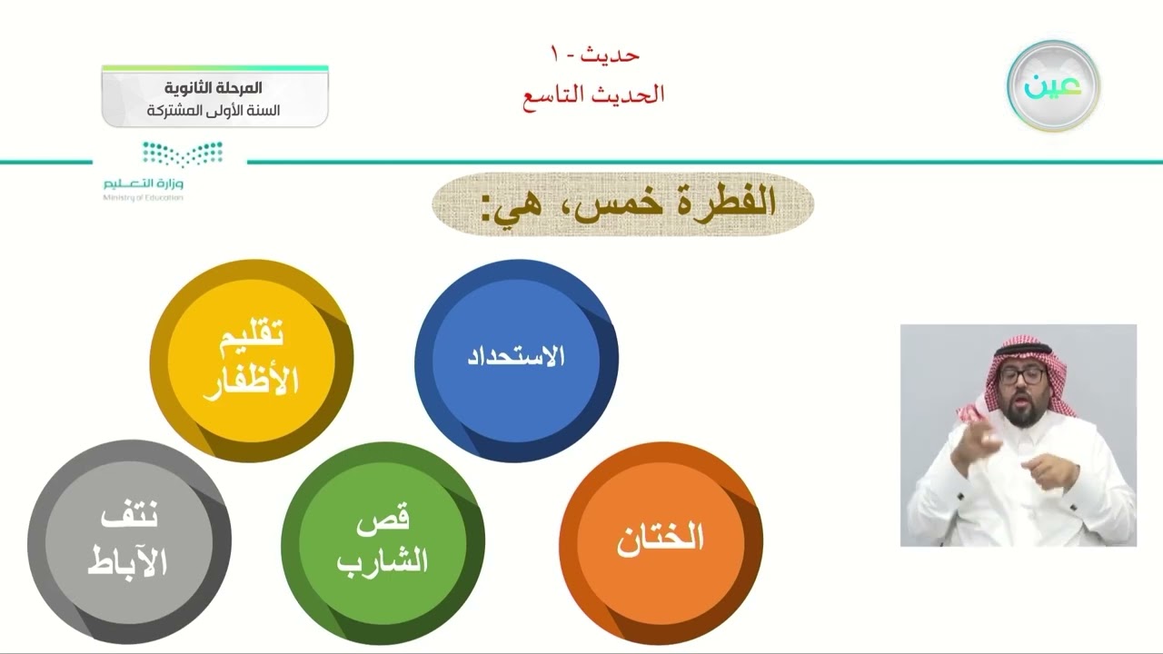 الحديث التاسع - الحديث 1 - المرحلة الثانوية  (السنة الأولى المشتركة)