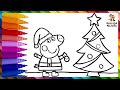 Dibuja y Colorea A Peppa Pig Con Un Árbol De Navidad 🐷🎄 Dibujos Para Niños