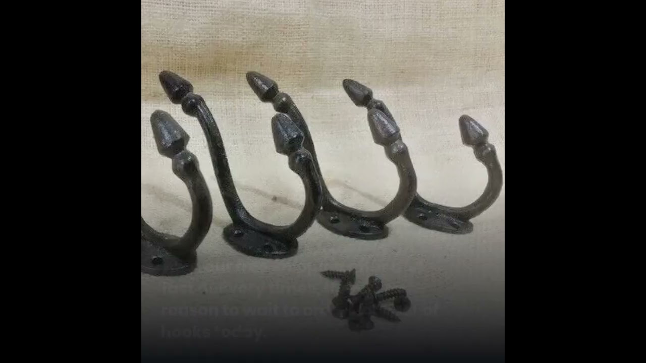 Rustic Cast Iron Wall Mount Coat Hooks - Set of 10 for Home, Office, or Garden Use