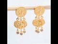 Diamond and 24K Gold Chandelier Byzantine Coin Earrings by Kurtulan Jewellry