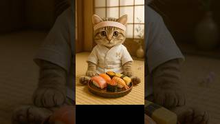 This Cat Eats Sushi Like a Pro! #Satisfying