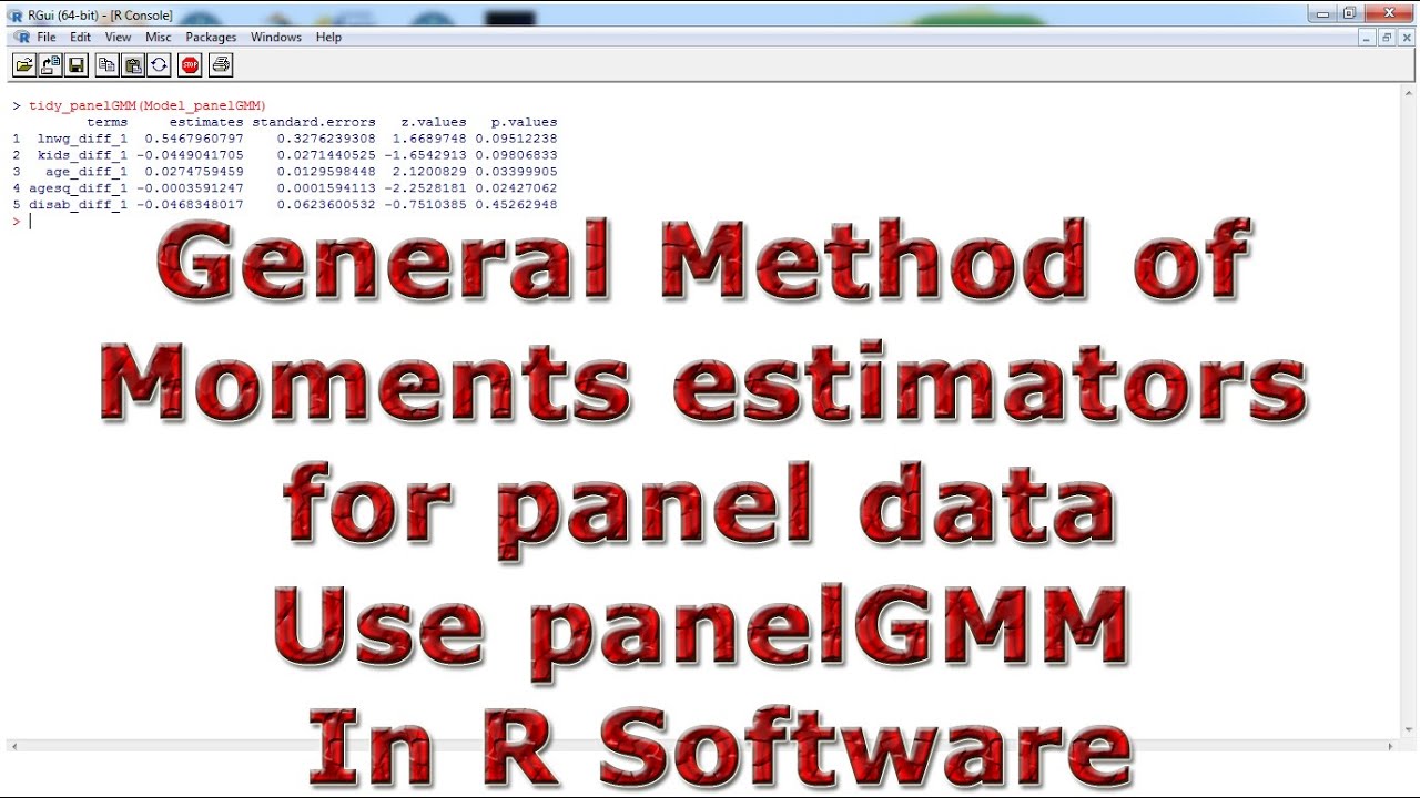 General Method of Moments estimators for panel data Use panelGMM With ...
