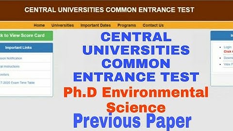 #CUCET   Ph.D Environmental Science CENTRAL UNIVERSITIES COMMON ENTRANCE TEST  Previous Paper 2019