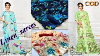 New Arrival Multicolored Soft Linen Sarees || Cash on delivery || Easy Buy screenshot 4