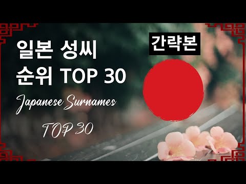 간략본 일본 성씨 순위 TOP 30 Japanese Surnames 30 日本 30 大姓 