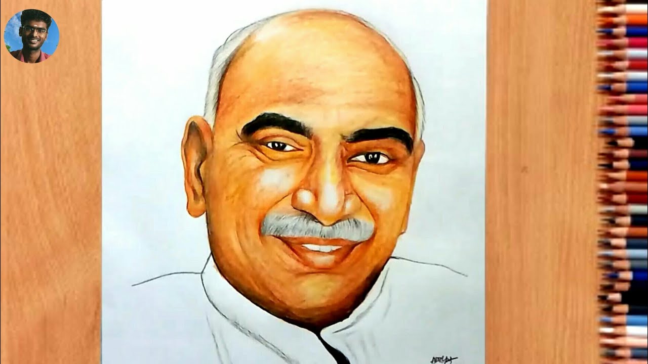 Kamarajar drawing very easy step by step || Kamarajar easy drawing ...