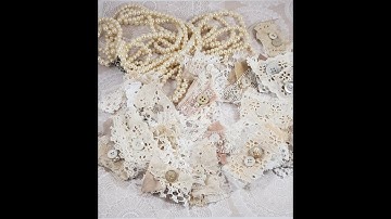 DIY Fabric Lace Cluster, Mass Making Journal Cluster, Scrapbuster Fabric Cluster, @VintageStylebyJo
