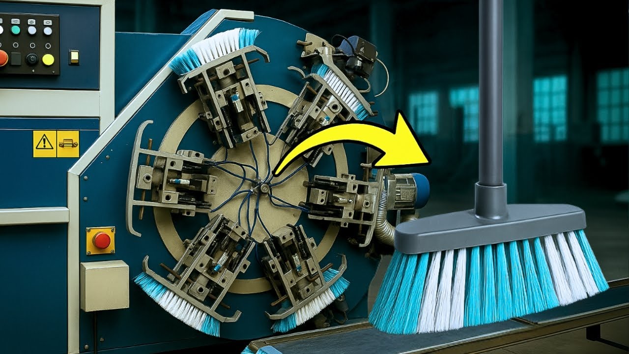 🧹 ¿Cómo se HACEN las ESCOBAS PLÁSTICAS 🏭 Proceso Industrial EXPLICADO ¡Paso a Paso!