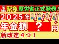 【超速報】2025年度の年金支給額決定(令和7年４月分より改定)老齢年金・障害年金・遺族年金・在職定時改定・年金生活者支援給付金・国民健康保険料の改定
