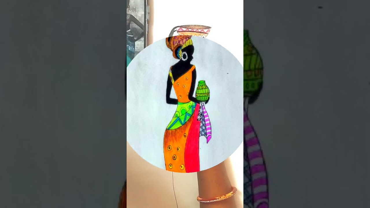African Woman Drawing | Handmade Colorful Art