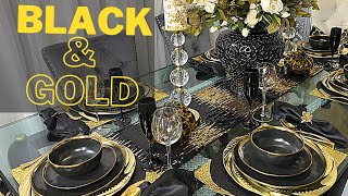 Black And Gold Table Setting | Amazon Must Have | Dining Room Decor Idea | Fall Tablescape 🍁