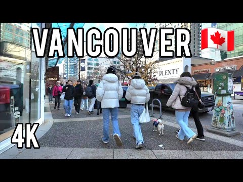 🇨🇦 [4K] 🍁🎄Downtown Vancouver Walking Tour,  BC Canada,  December 2025