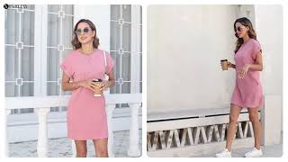 EVALESS Womens Summer Dresses Fashion 2025 Short Sleeve Mini Dress ( 18$ - 20$) Link in description