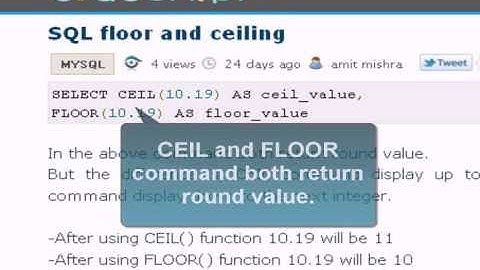 MySQL Tutorial : floor and ceiling